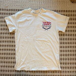 Maurices White Crewneck Tee with Red & Navy Graphic